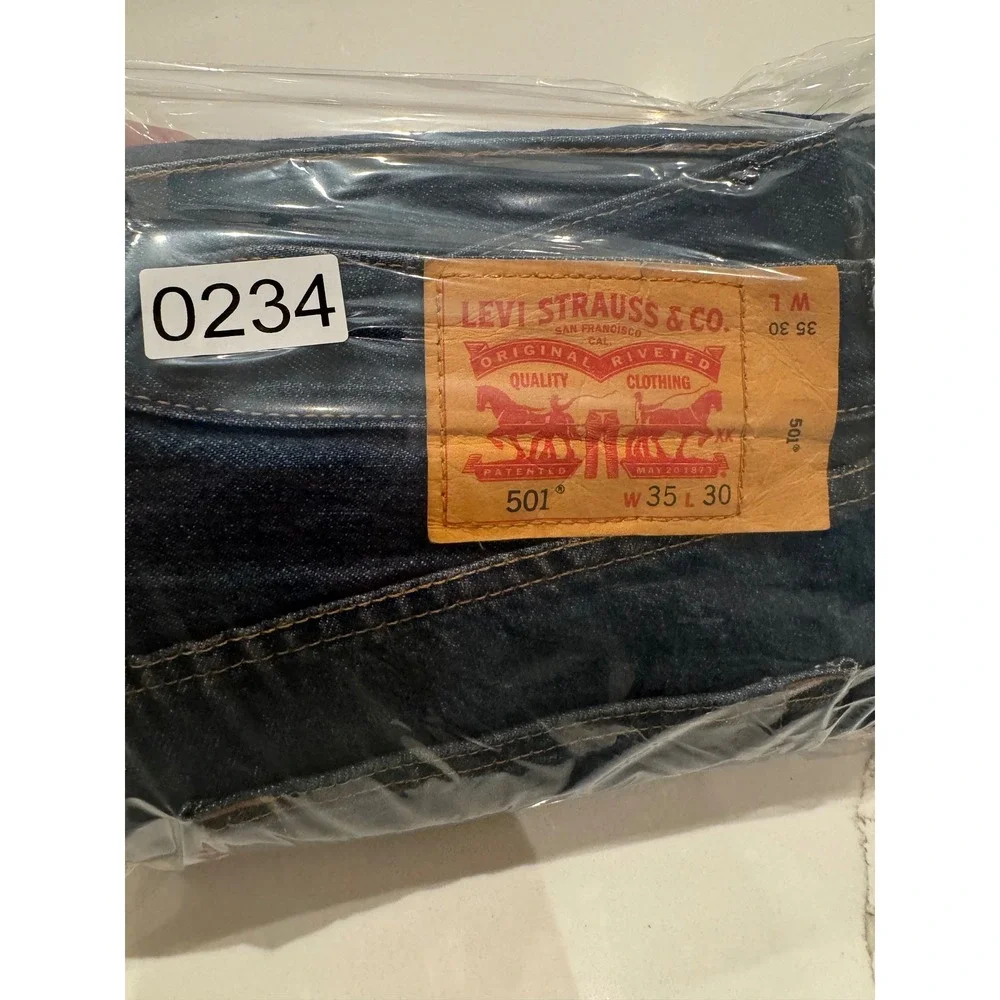 Levis 501 Original Fit Mens Jeans Dark Wash Indigo Blue Button Fly 35x30